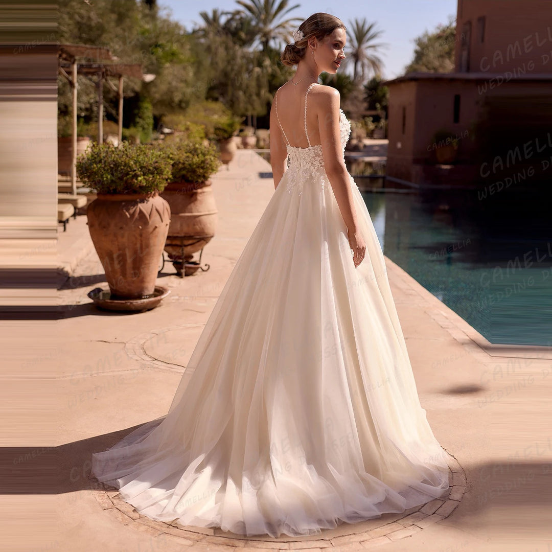 Timeless V-Neck Tulle Wedding Dress