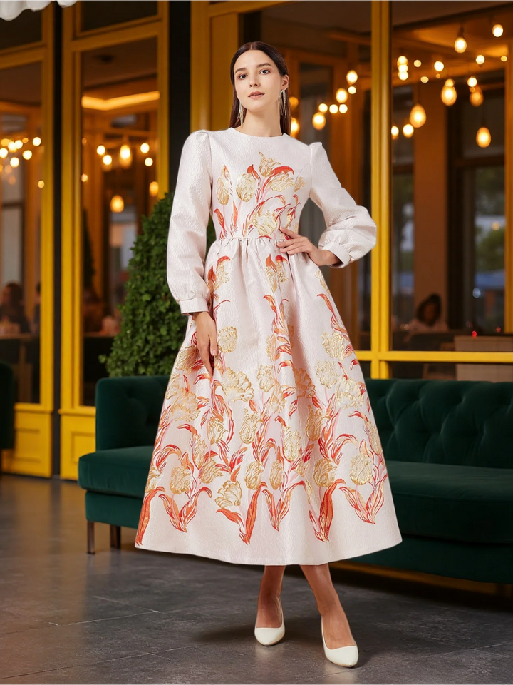 Sweet Round-neck Floral Party Dress