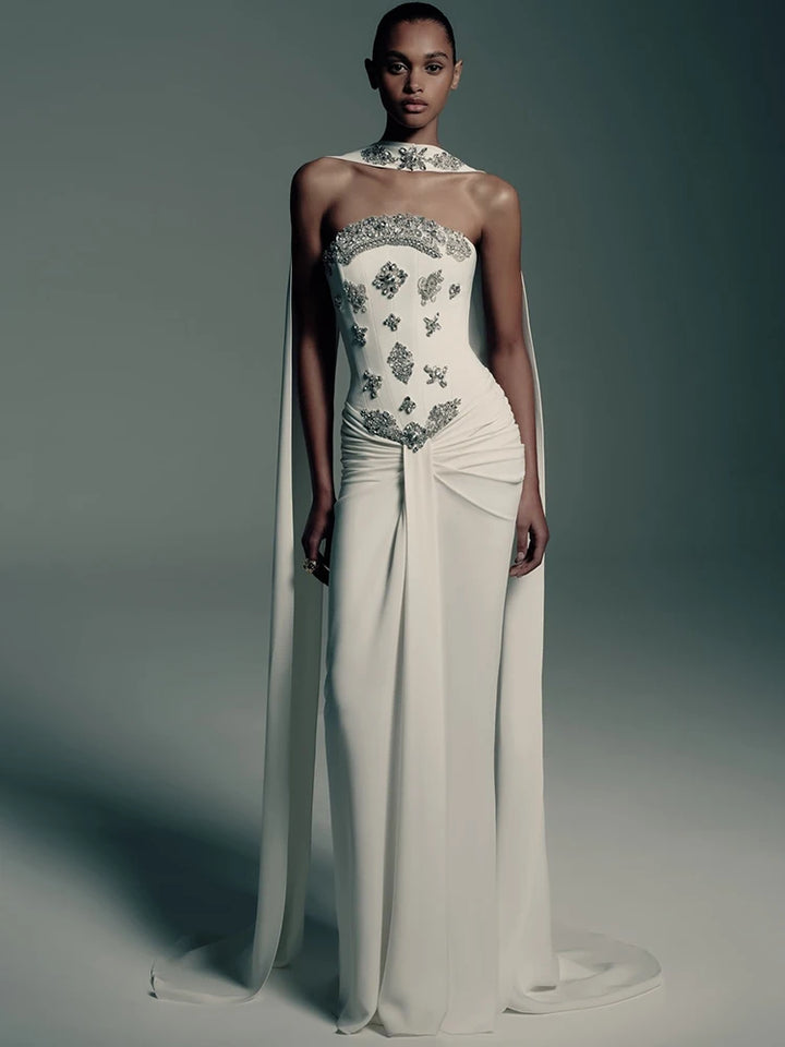 Light Luxury Crystal Beaded Long Dress