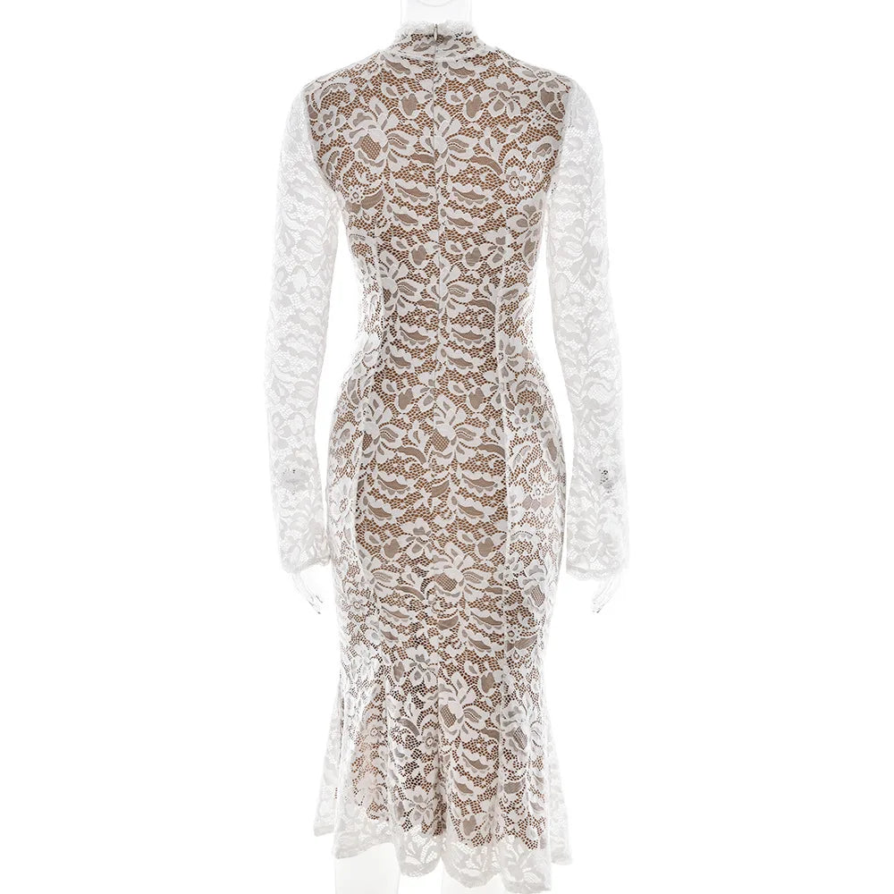 Lovely Lace Long Sleeves Mini Party Dress