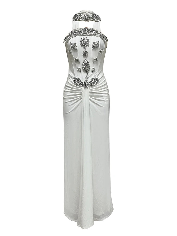 Light Luxury Crystal Beaded Long Dress