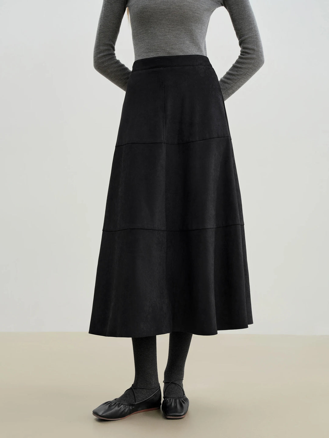 Stunning A-Line Paneled Midi Skirt