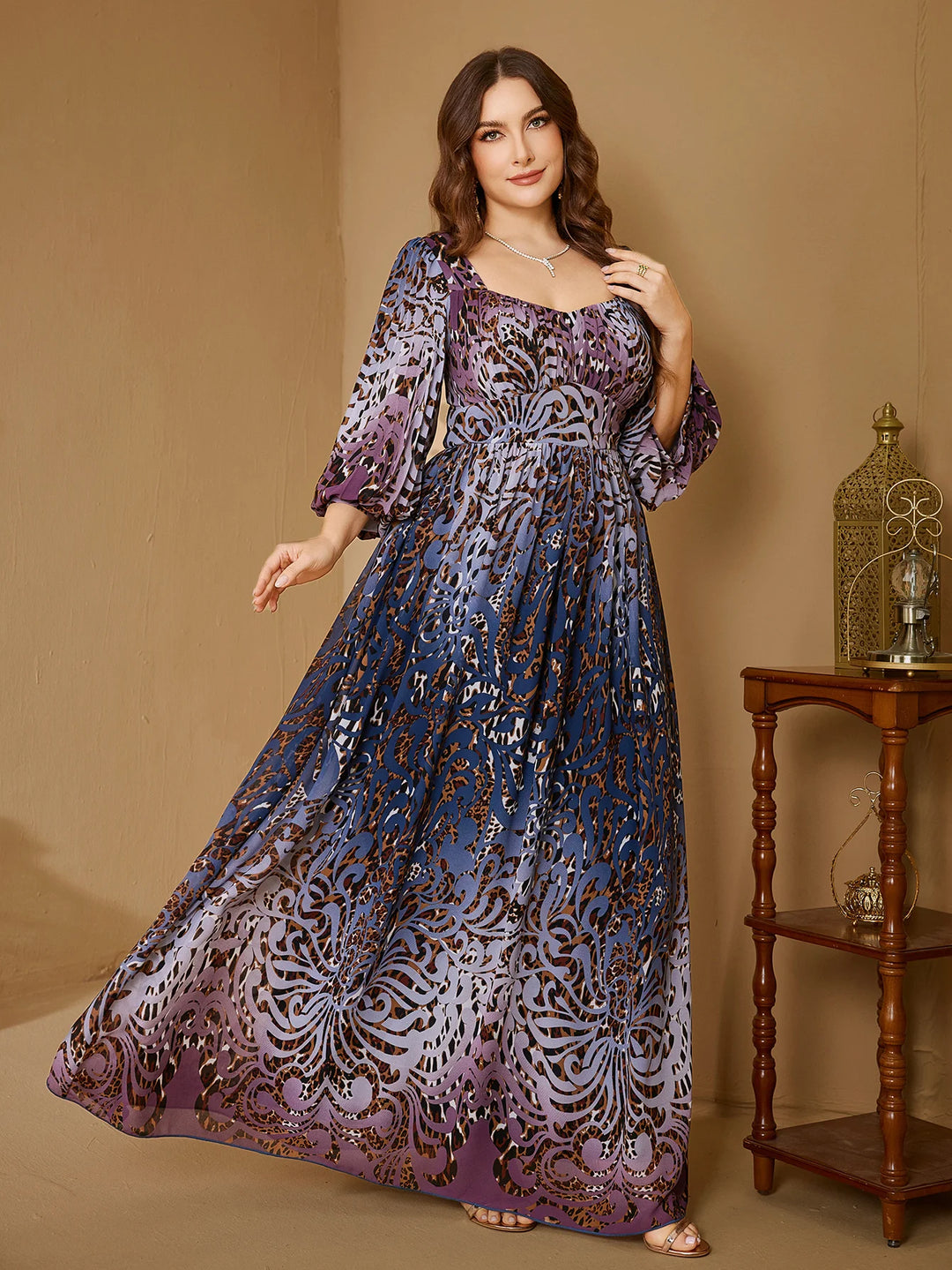 Attractive Cut Flower Pattern Evening Gown