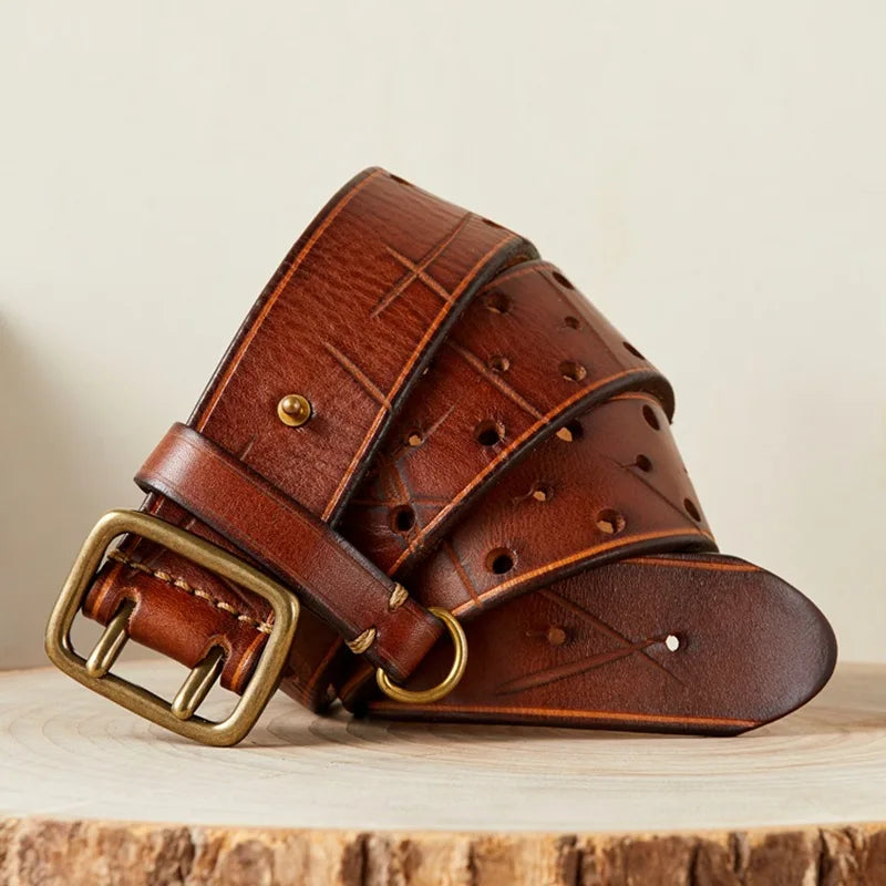 Luxury Double Pin Buckle Leather Belt