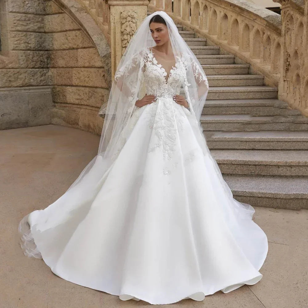 Refined Scoop Neck Bridal Gown