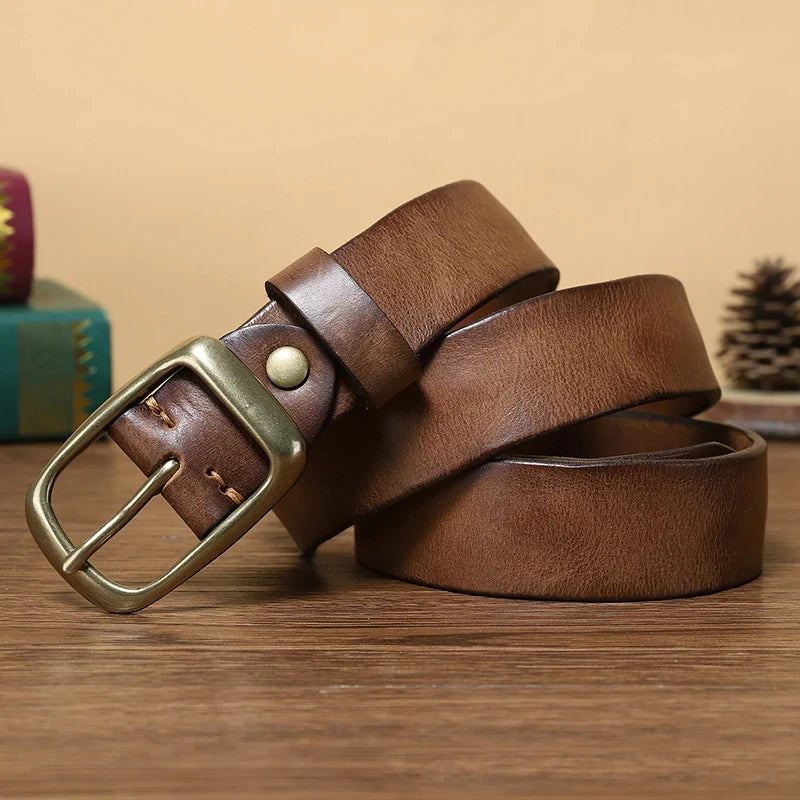 Vintage Copper Buckle Leather Belt