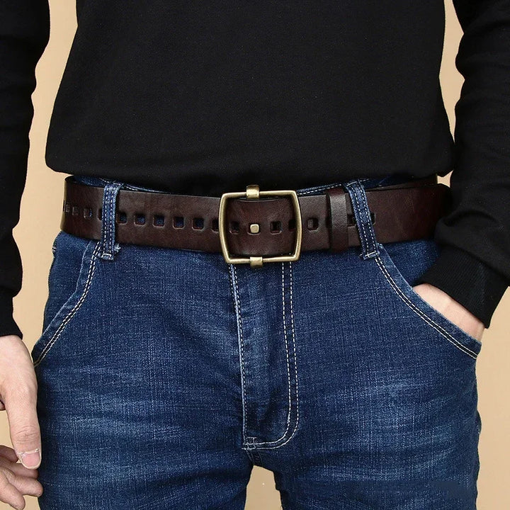 Vintage Brass Buckle Leather Belt