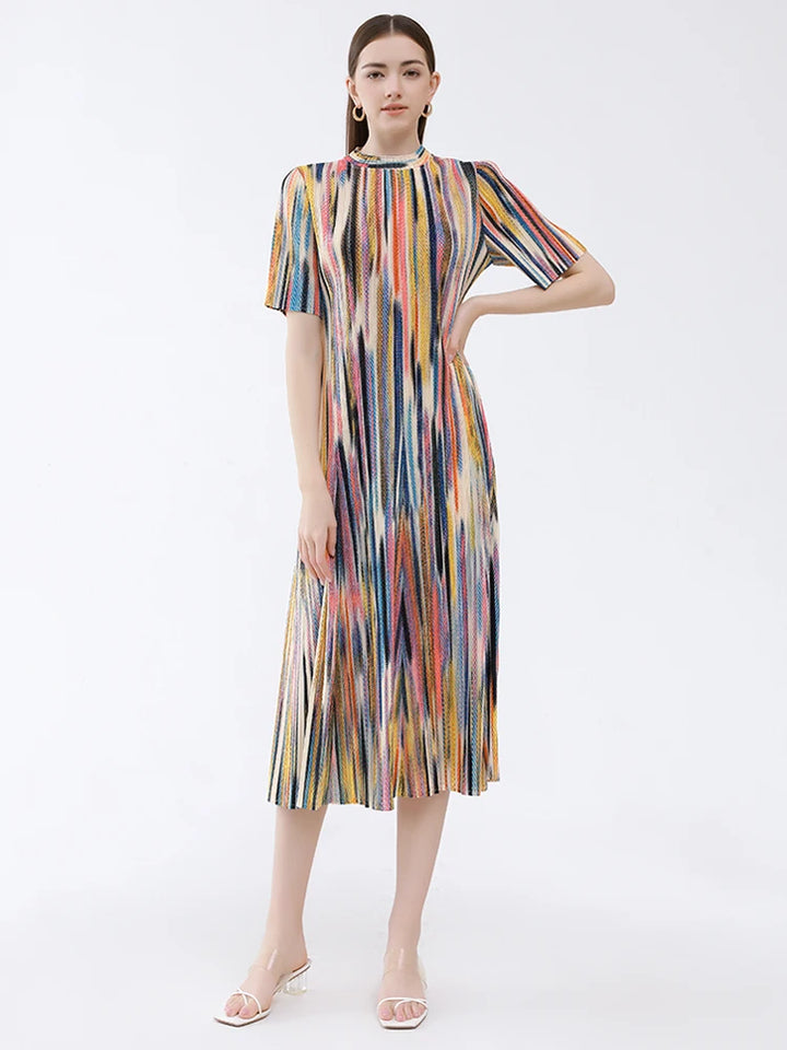 Half High Collar Pleated Dress