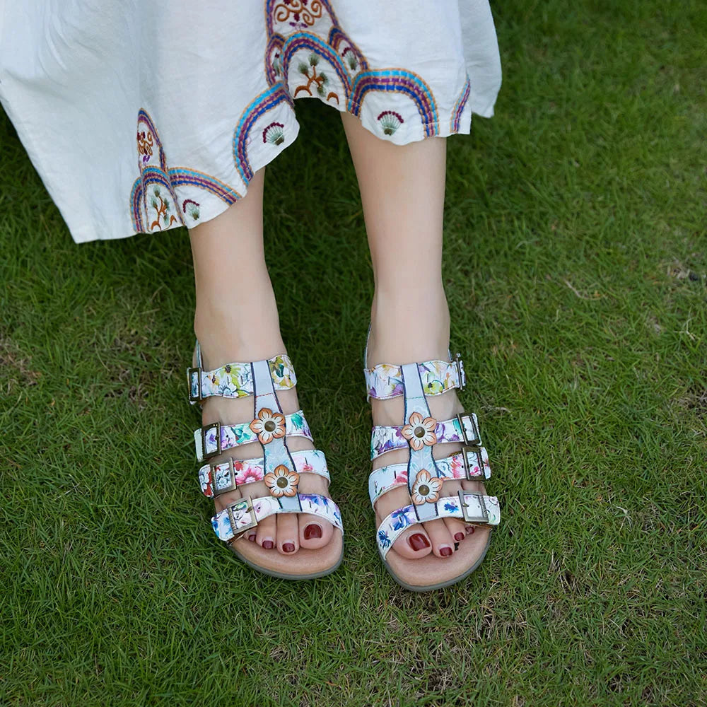 Charming Hand-painted Low Heel Sandals