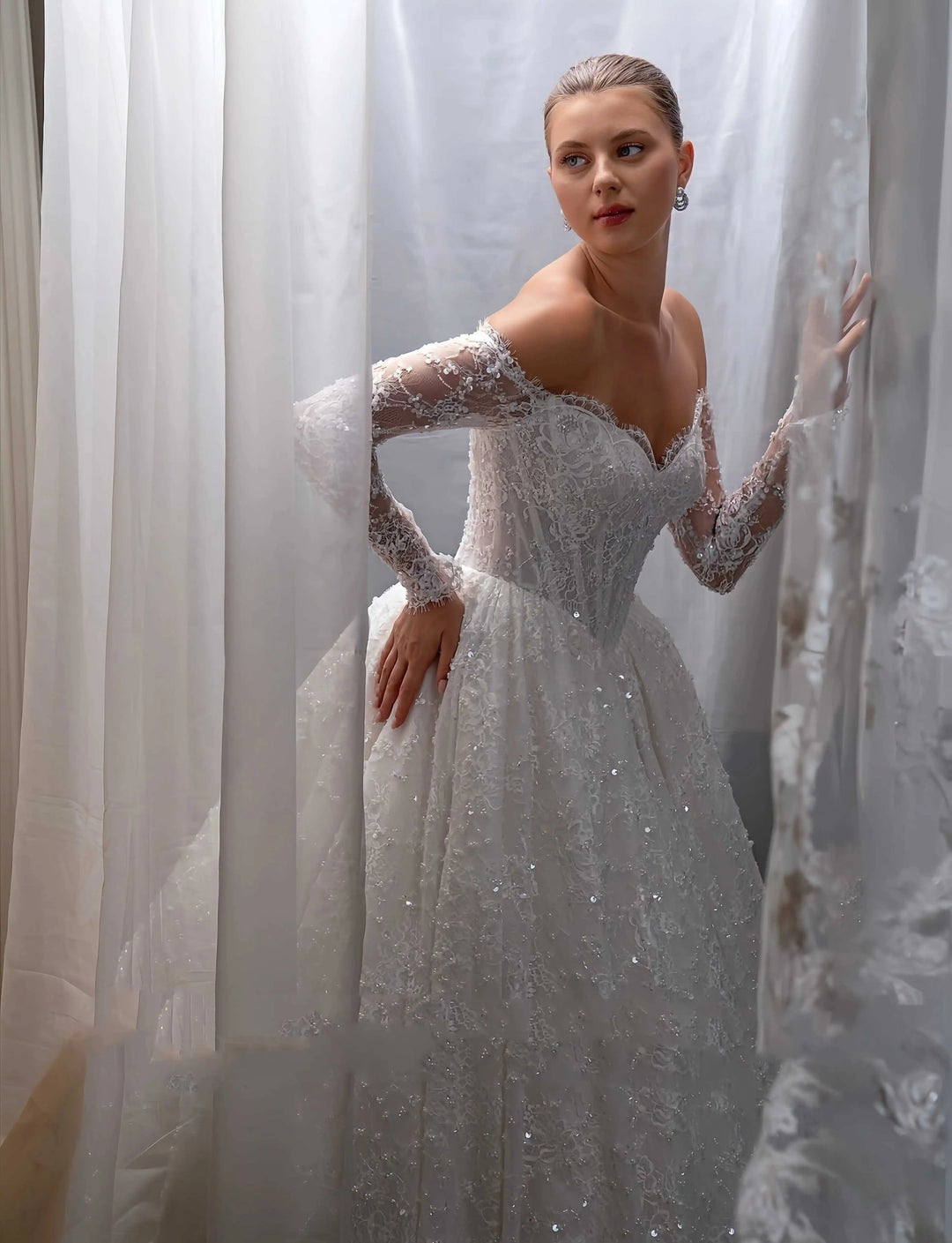 Sweet Off Shoulder Wedding Ball Gown