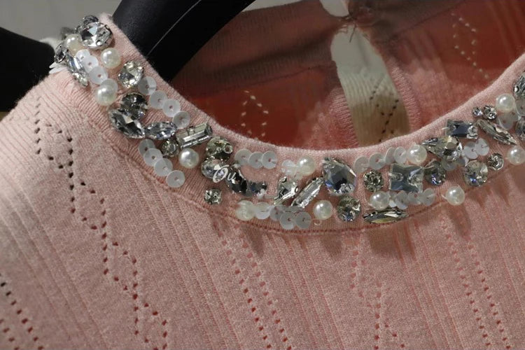 Elegant Diamond Knit Pullover Top