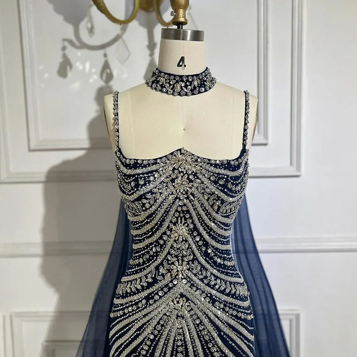 Chocker Cape Arab Party Gown