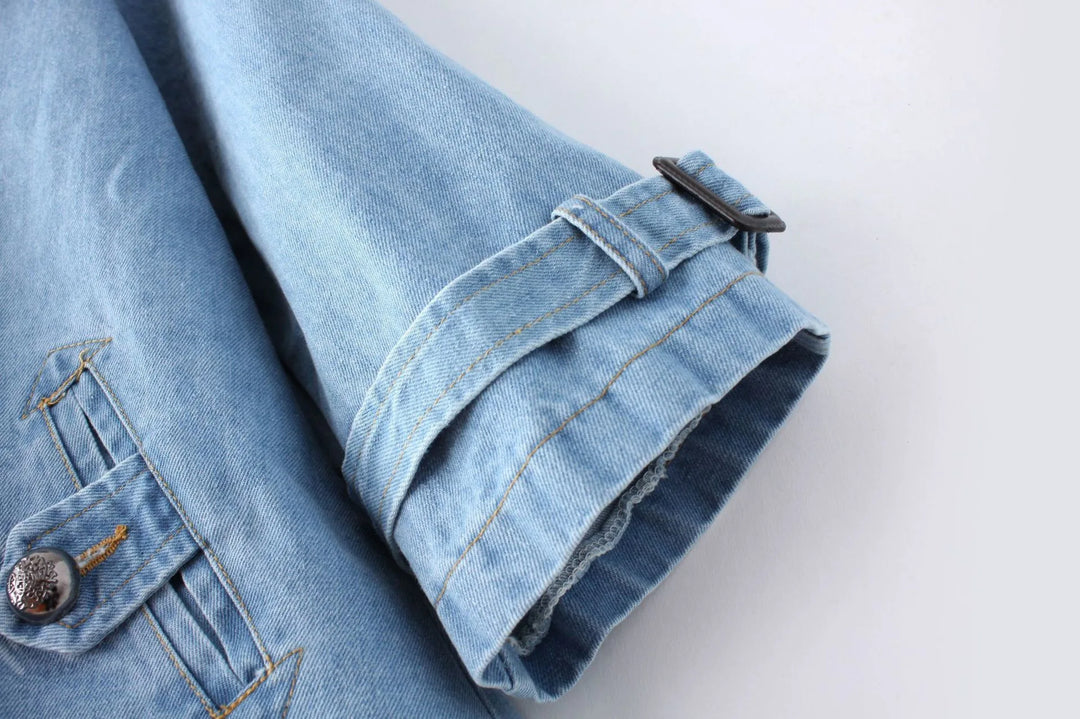 Elegant Cape Style Denim Jeans Coat