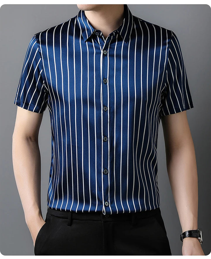 Classic Striped Real Silk Shirts