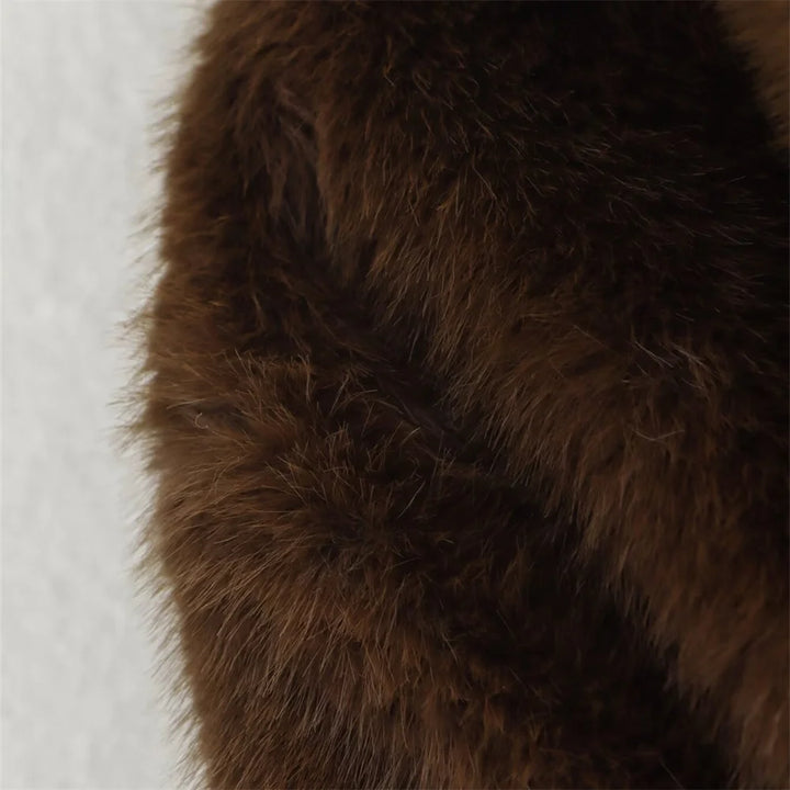 Embellished Lapel Fur Jacket