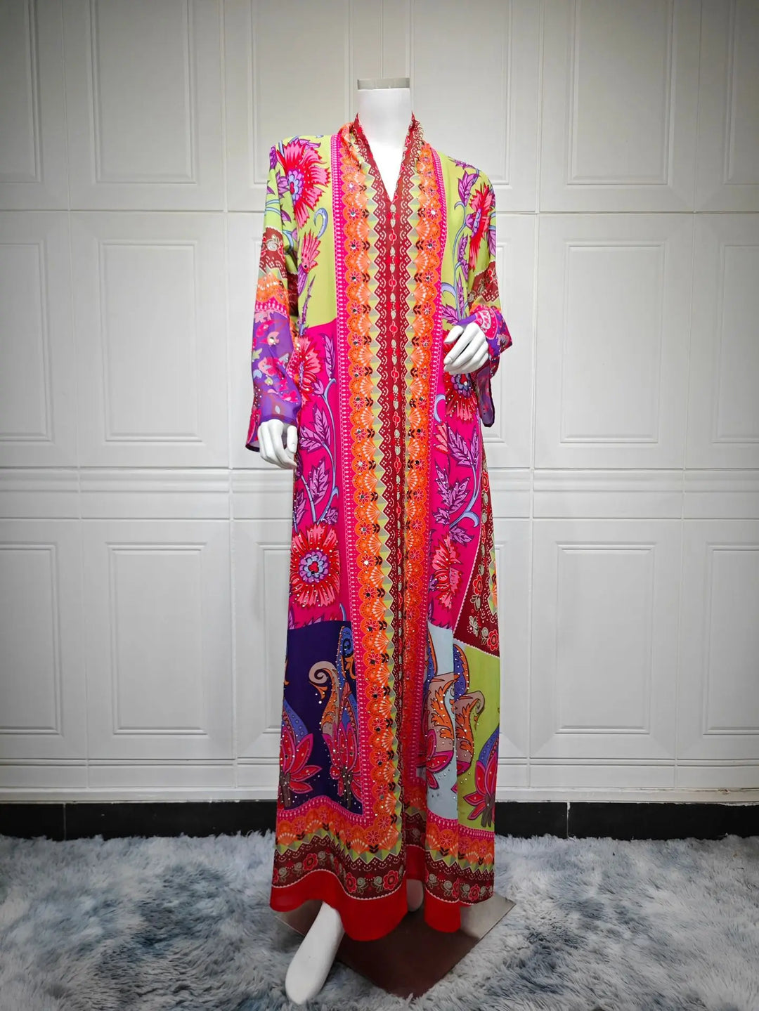 Delightful Diamond Print Abaya Dress