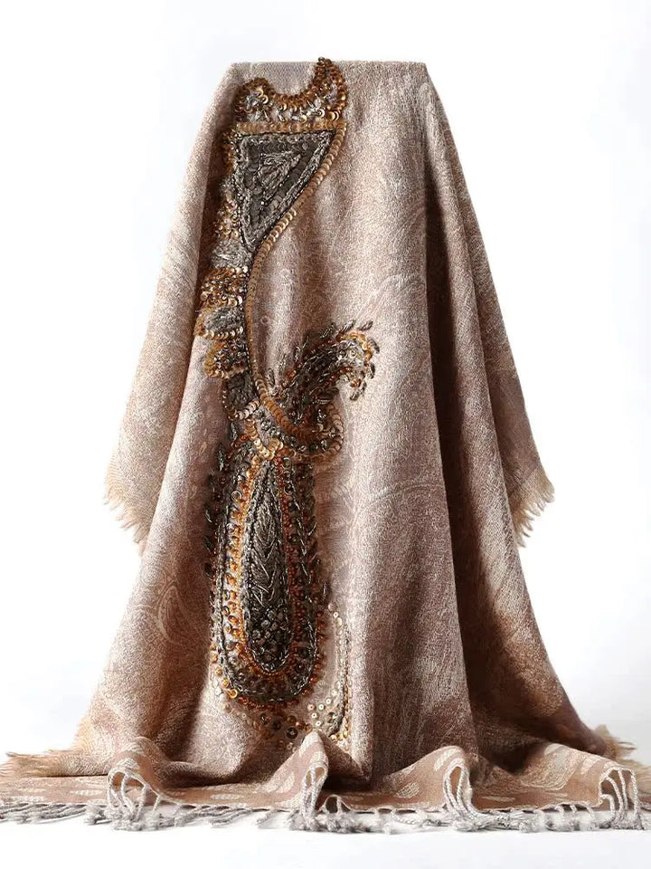 High-end Wool Beaded Pashmina Shawl