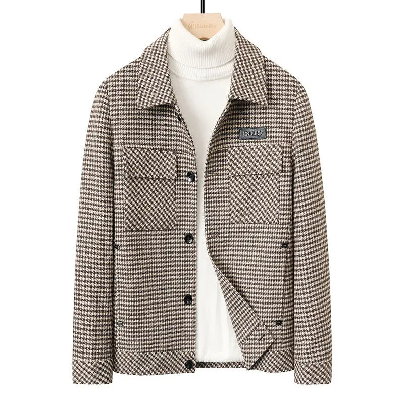 Classic Houndstooth Casual Short Coat