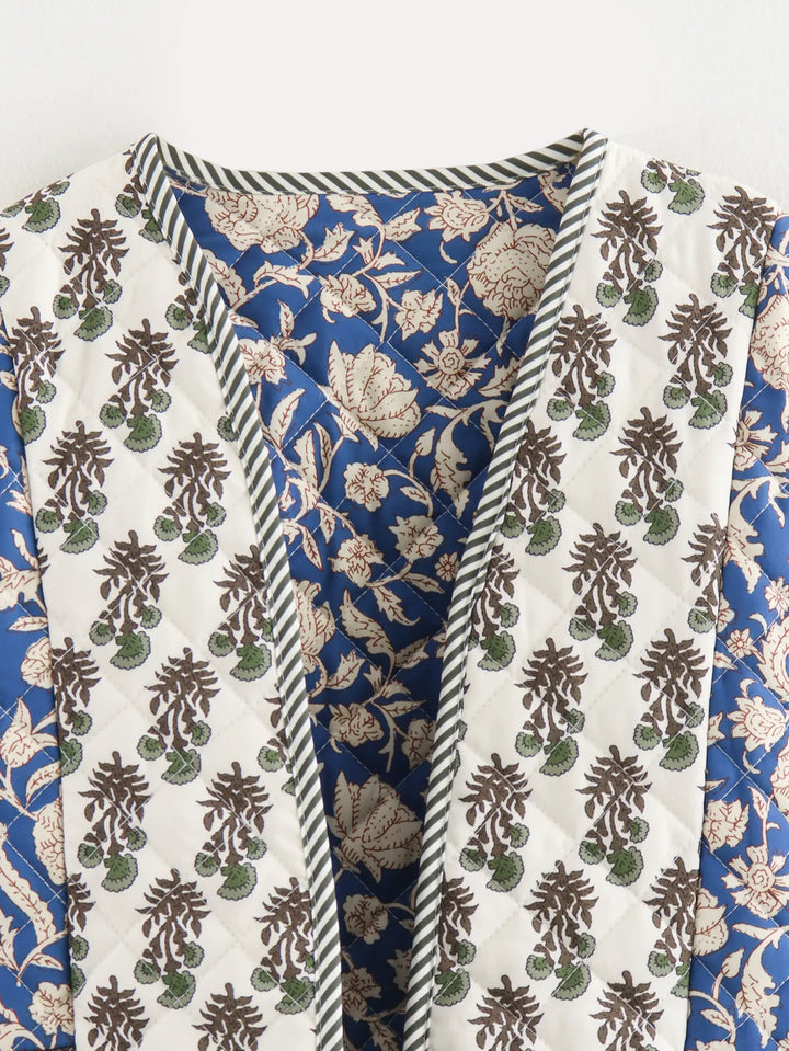Stylish Floral Embroidered Quilted Jacket
