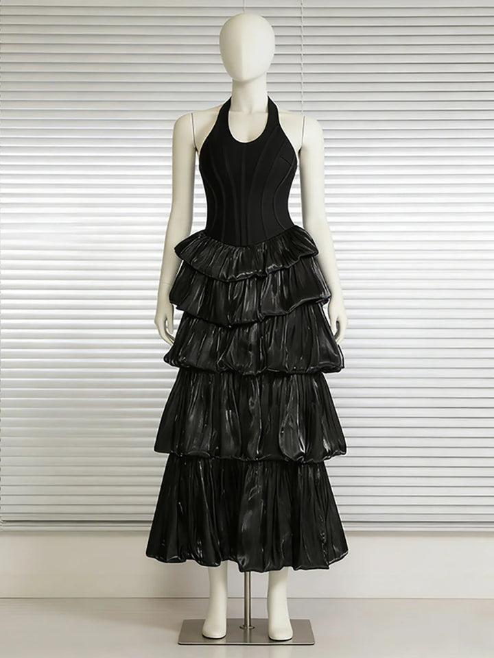 Lovely Tiered Halter Neck Dress