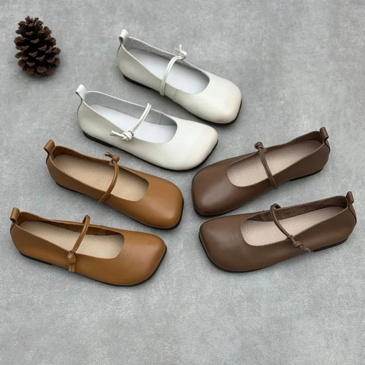 Classic Square Toe Soft Leather Flats