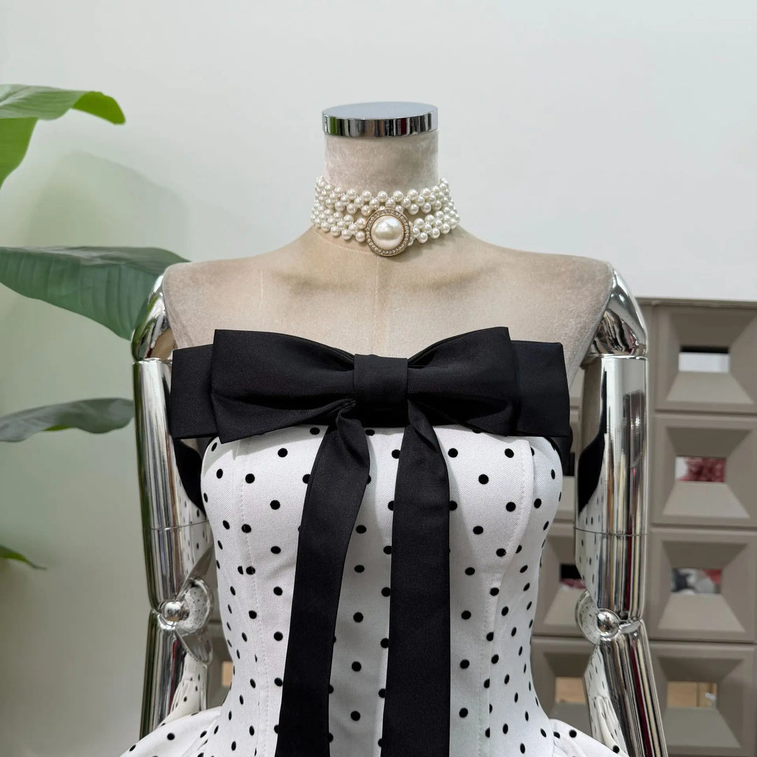 Stunning Polka Dot A-Line Mini Dress