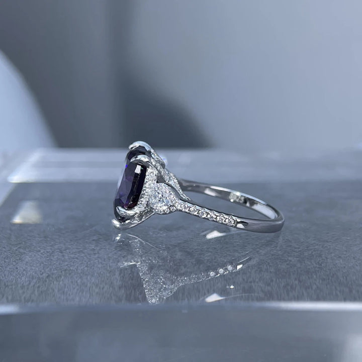 Fine Amethyst High Carbon Diamond Ring