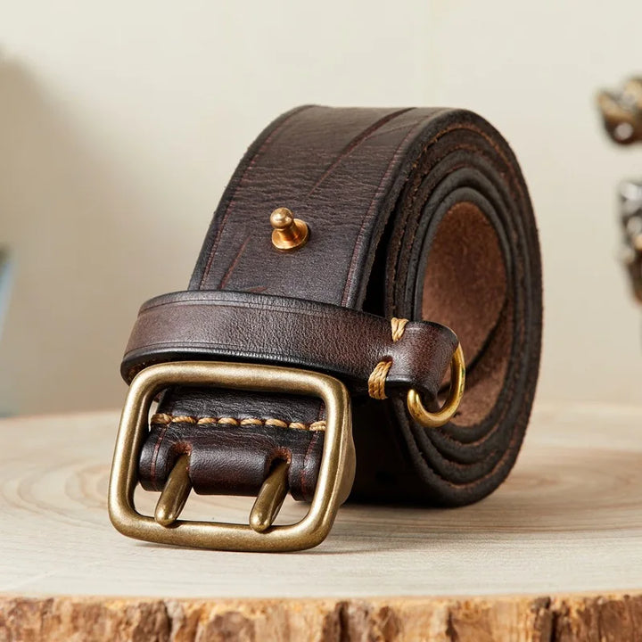 Trendy Double Needles Leather Belt