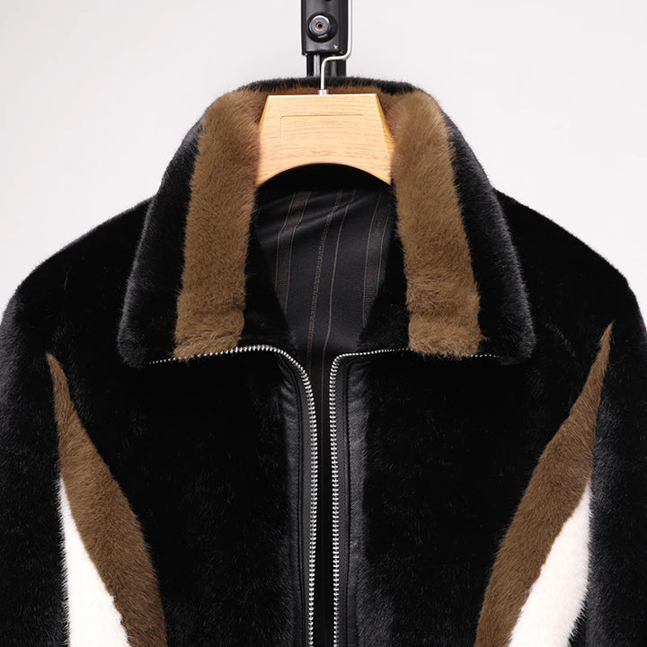 Trendy Golden Fur Short Lapel Coat