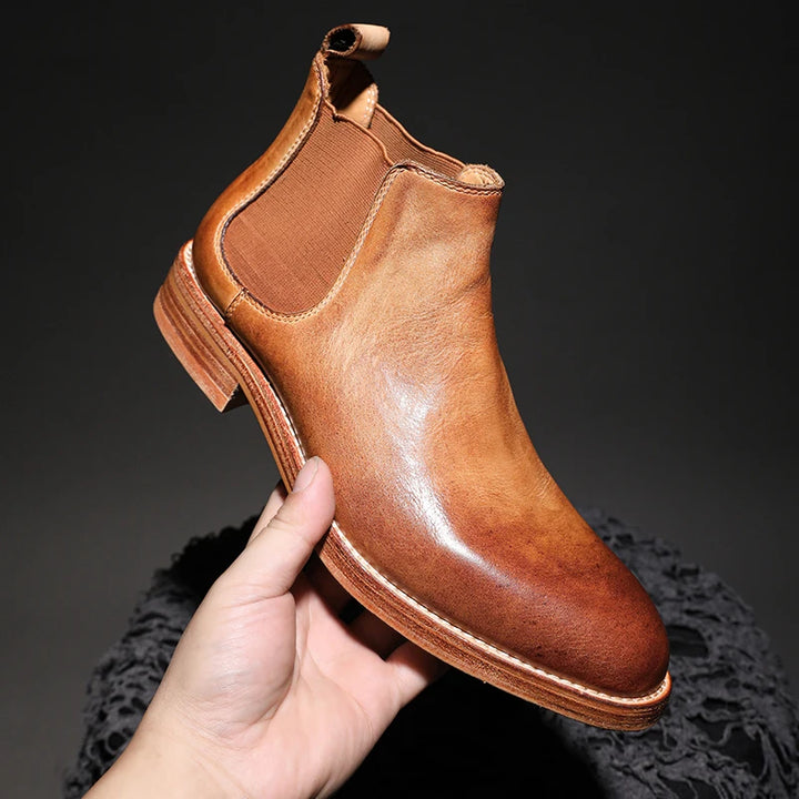 Classic Point-Toe Leather Chelsea Boots