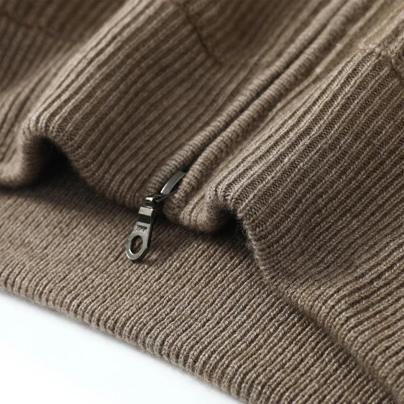 Cardigã de Cashmere Confortável com Zíper Duplo