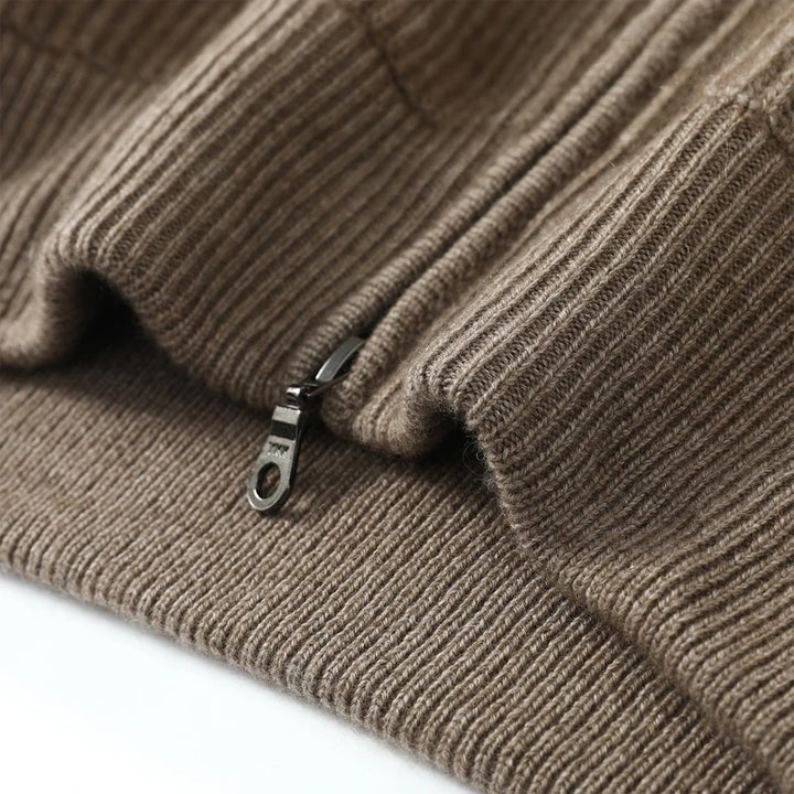 Cardigã de Cashmere Confortável com Zíper Duplo