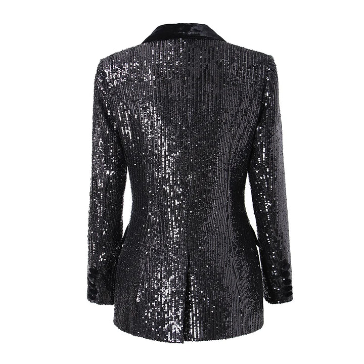 All-Sequin Double-Breasted Blazer