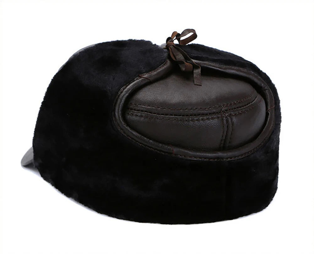 Stylish Ear Flap Men’s Leather Hat