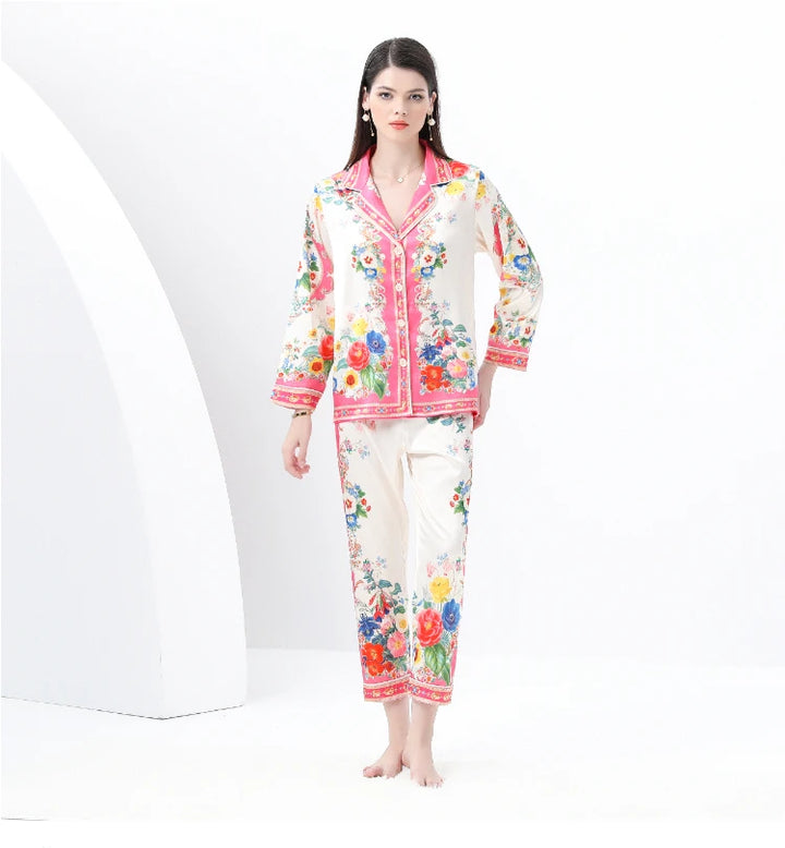 Comfortable Two-Piece Trimmed Pajama Set