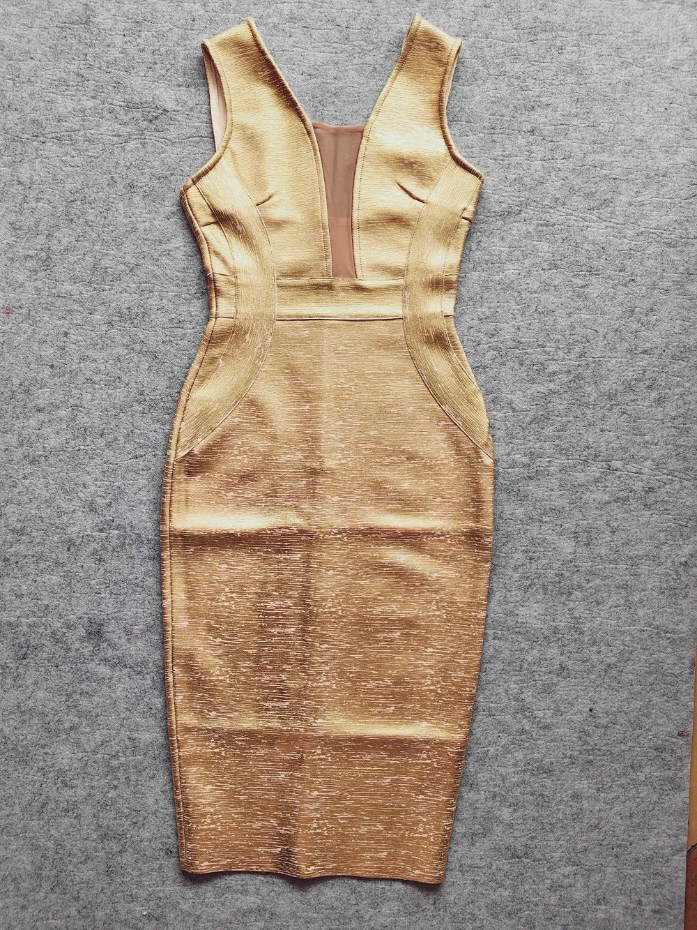 Luxurious Gold Metallic Bodycon Dress