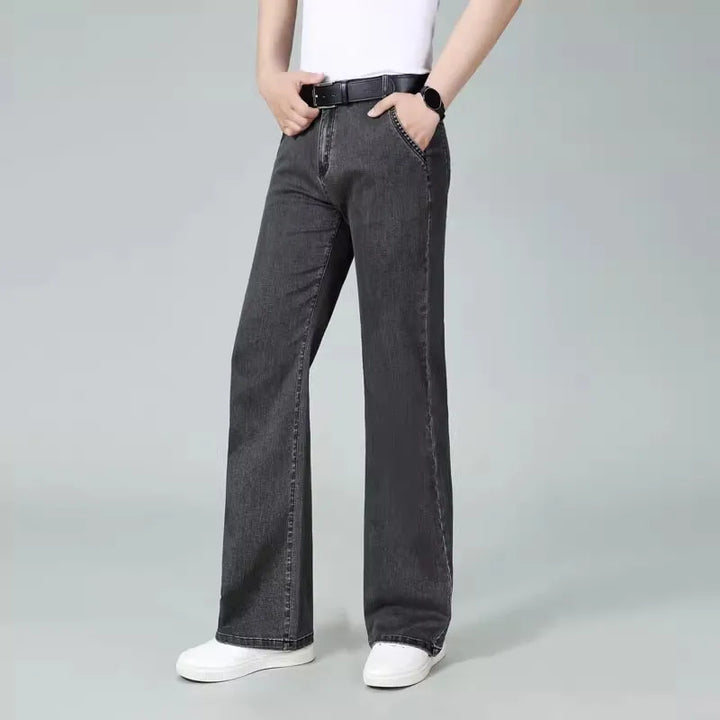 High Waisted Elastic Straight Casual Pants