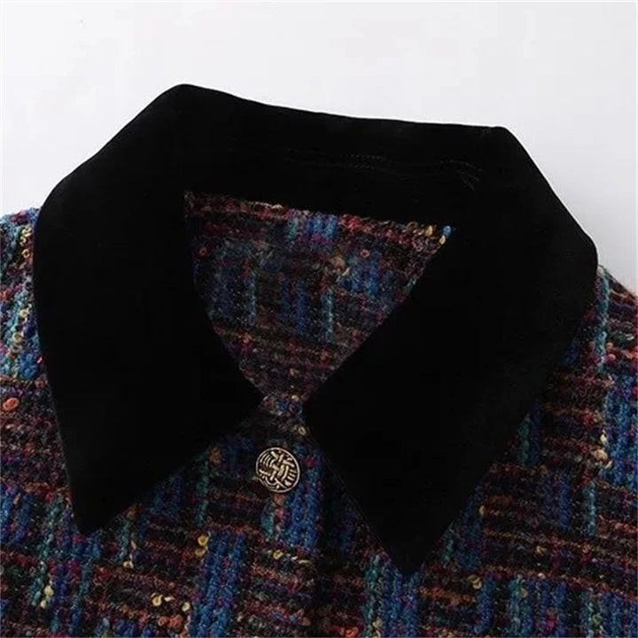 Elegant Slim Tweed Short Coat