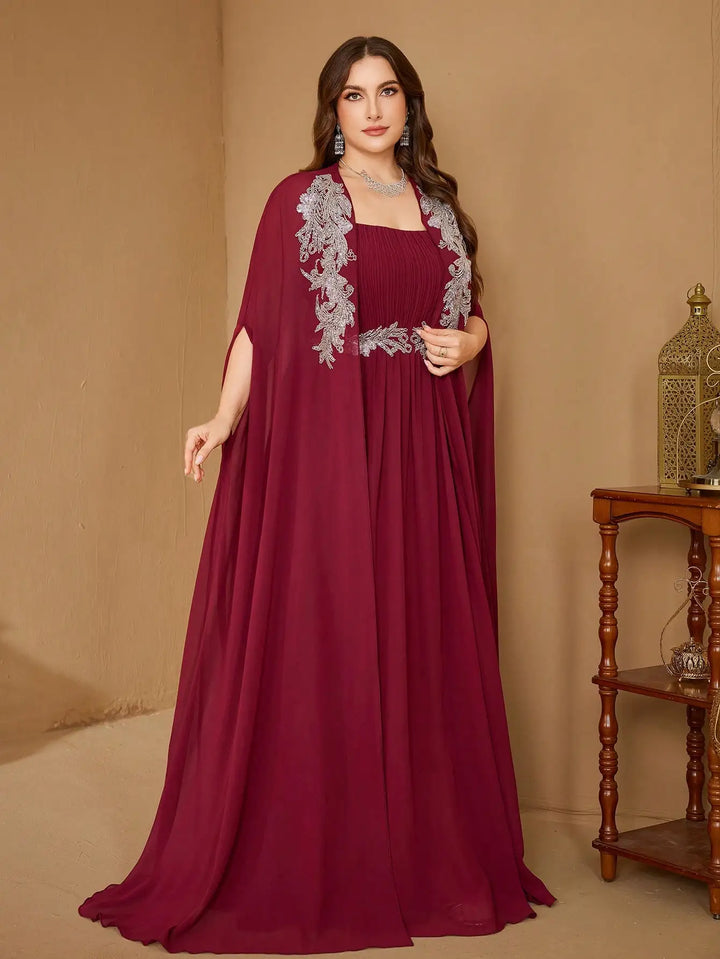 Breathtaking Cape Sleeve Sequined Dress