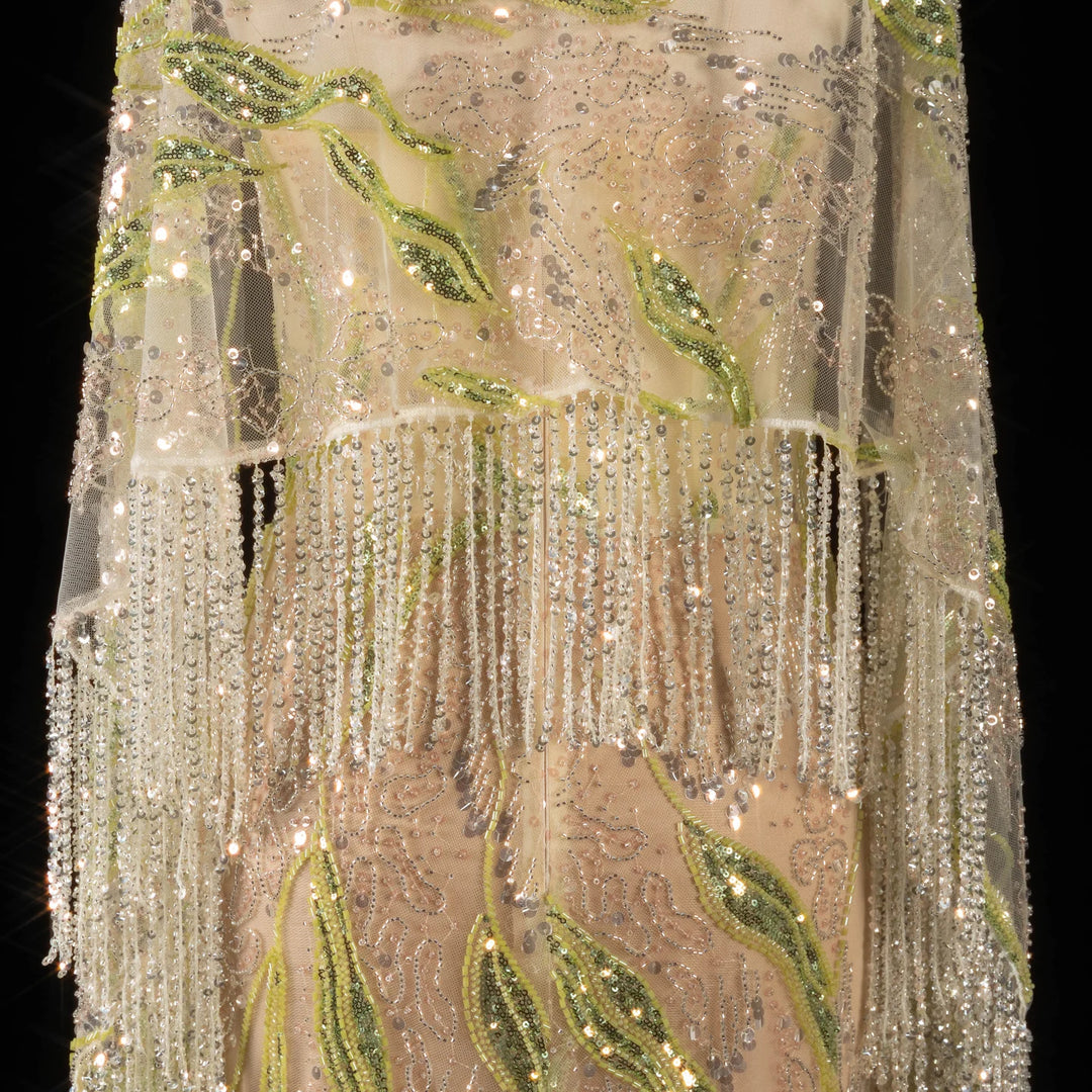 Splendid Sequined Tassel Arabic Evening Gown