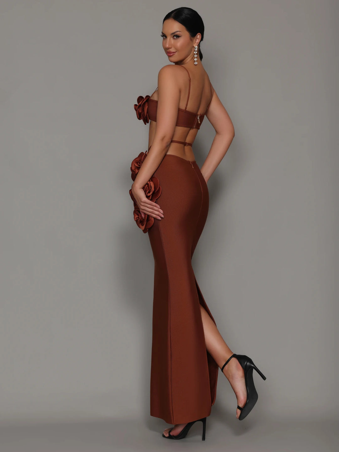 Floral Celebrity Style Two Piece Maxi Dress