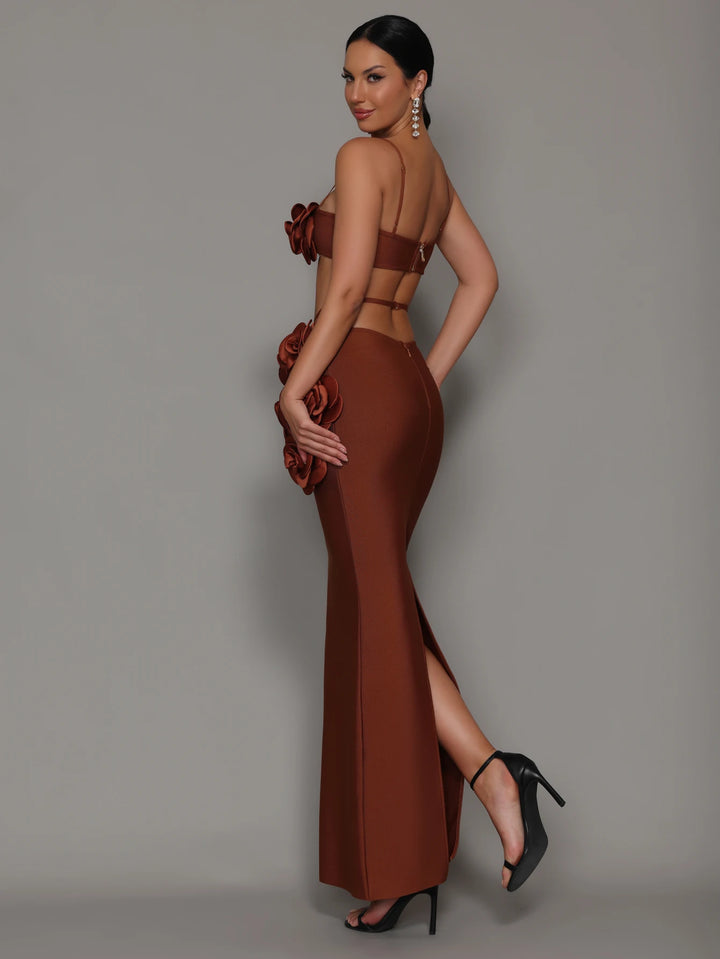 Floral Celebrity Style Two Piece Maxi Dress