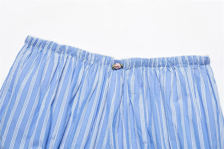 Striped Trim Puffy Mini Shorts