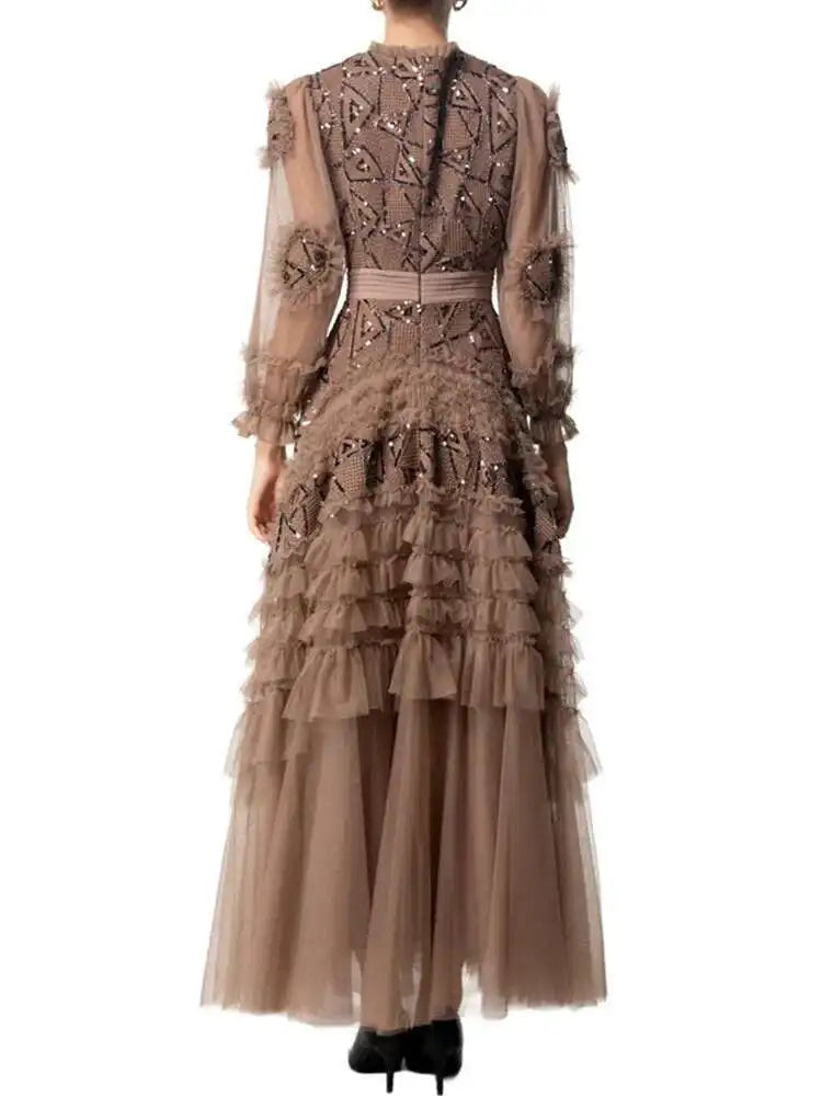Sequins High Waist Midi Party Dress