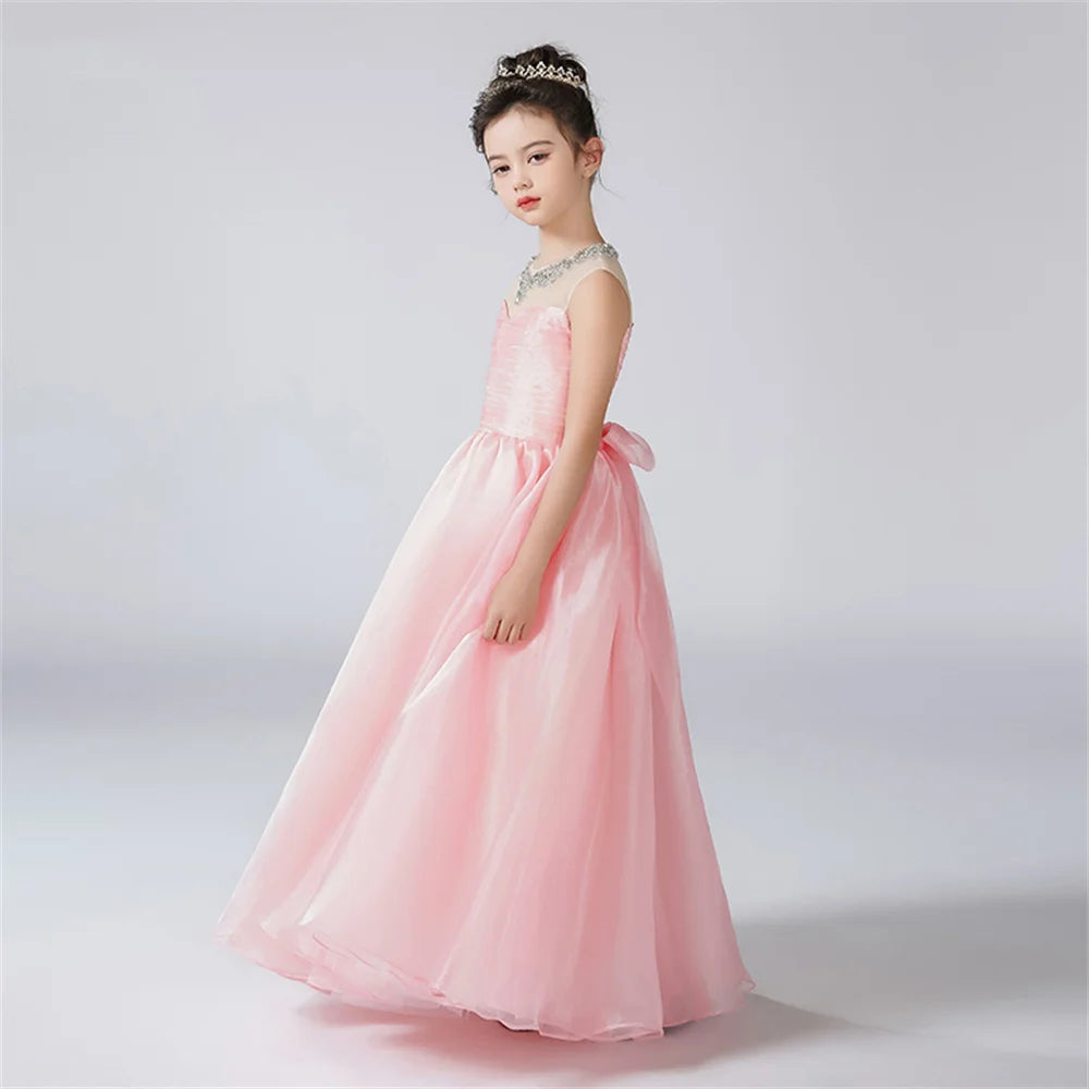 Organza Pleats Rhinestone Dress