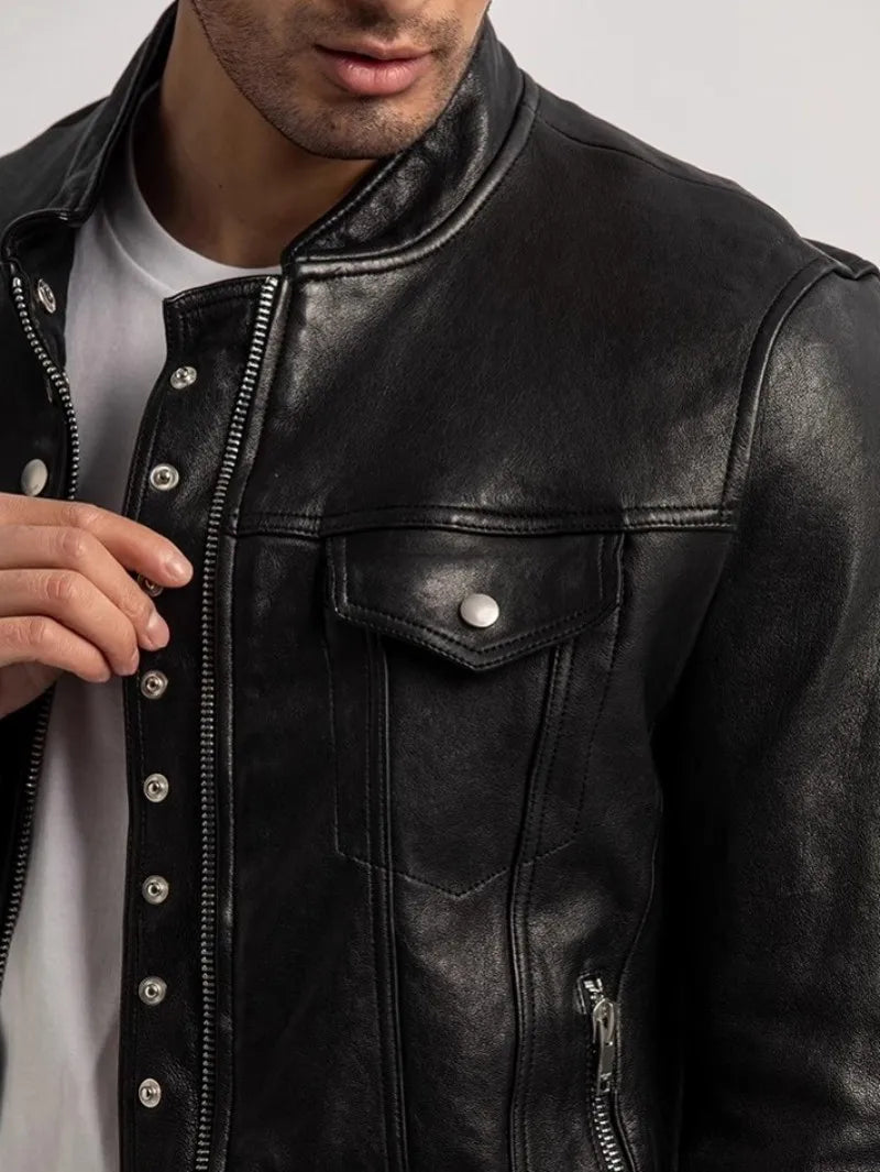 Stylish Punk Stand Collar Slim Biker Jacket