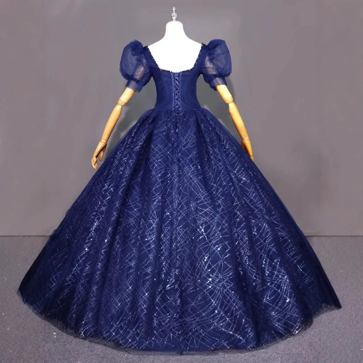 Sparking Puff Short Sleeves Evening Dress