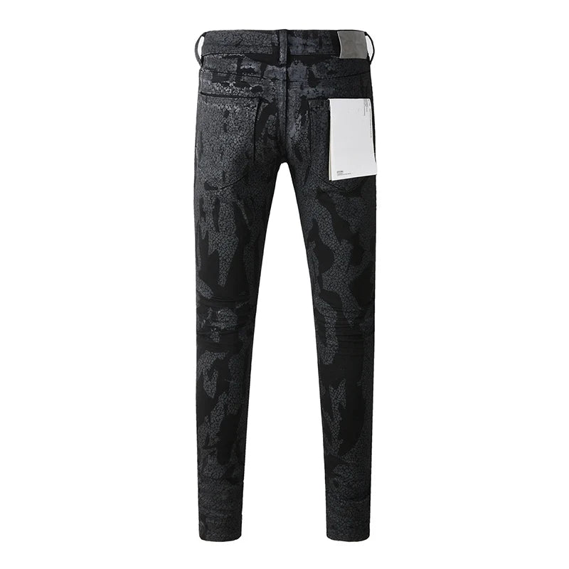 Edgy High Street Black Coated Jeans Pants
