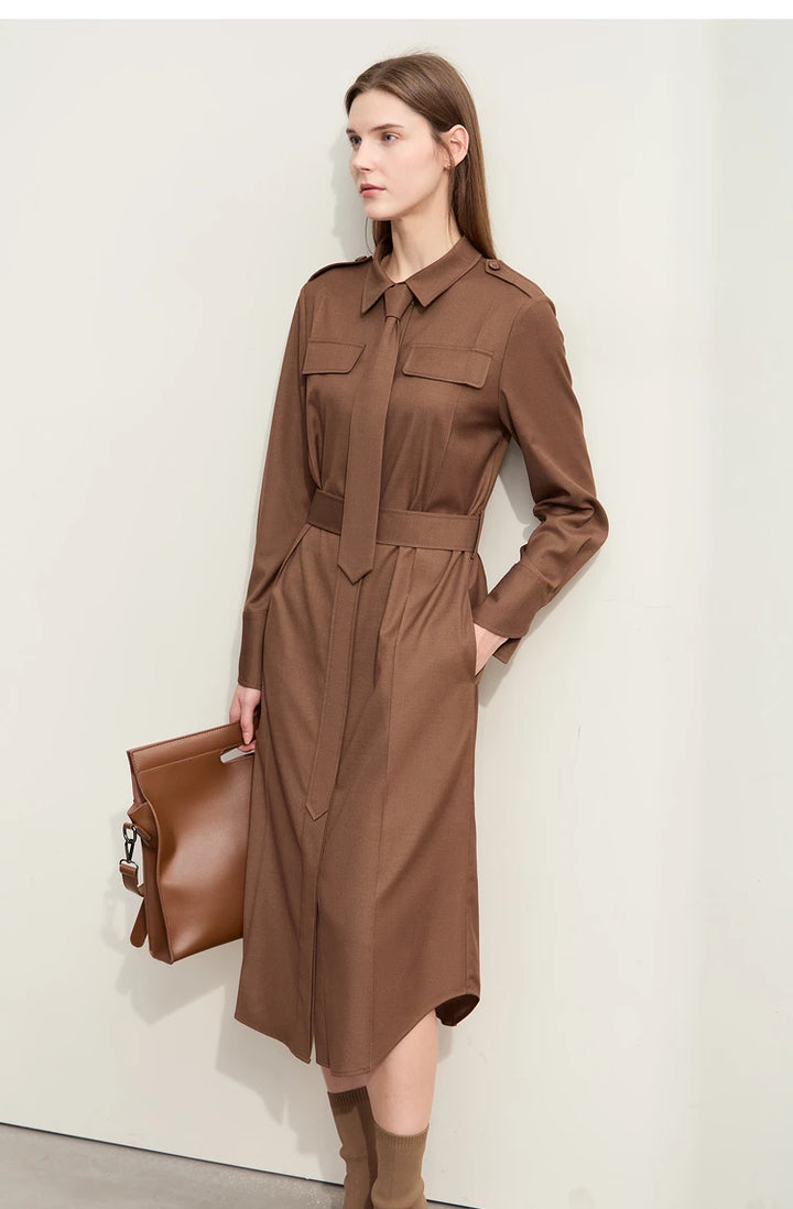 Belt Tie Retro Shirt Dress