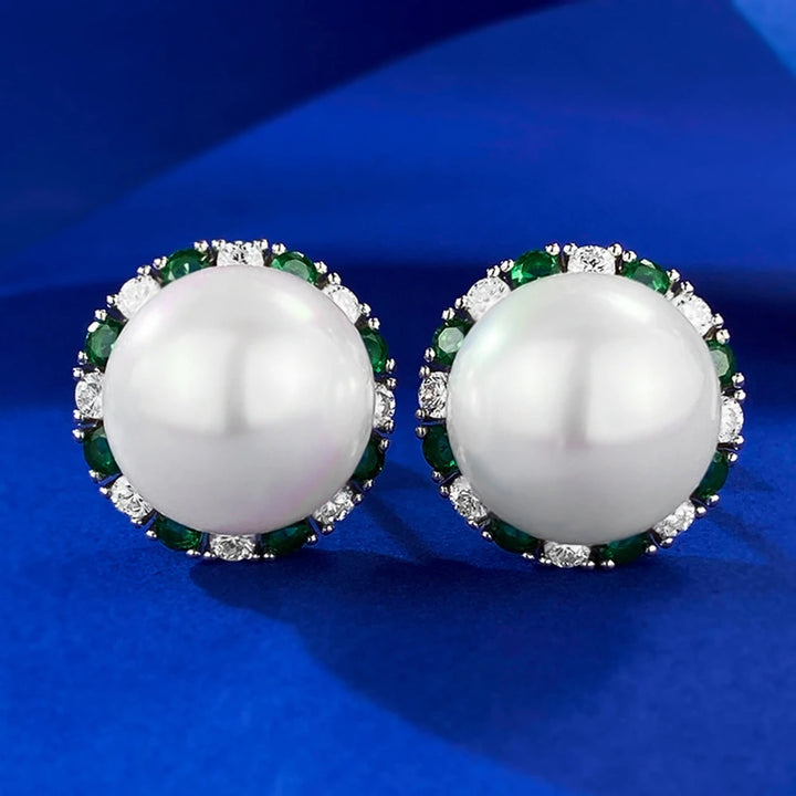 Sweet Lab Emerald Sapphire Stud Earrings